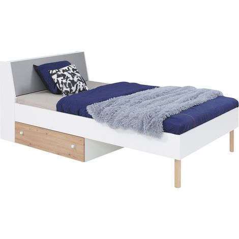 Jugendbett 120x200cm in weiß mit Eiche und grau FAIRFAX-133 (1/5)