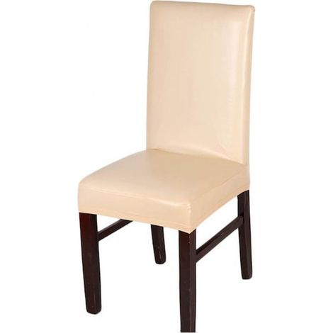 Housse de siège en cuir écologique, élastique, imperméable, beige (1/5)