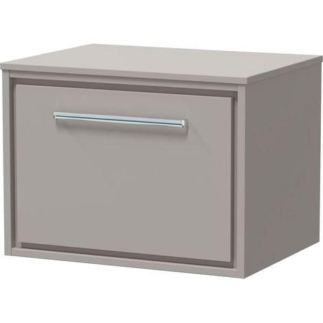 Balterley Longnor 600mm Framed Design Wall Hung Single Drawer Vanity with Worktop - Pebble Grey
