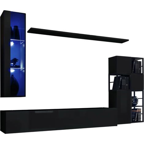 Ensemble meubles de salon style industriel SWITCH M2. Coloris noir.