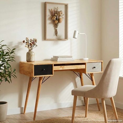 vidaXL Scrivania Marrone 110 x 55 x 76 cm Legno di mango massello