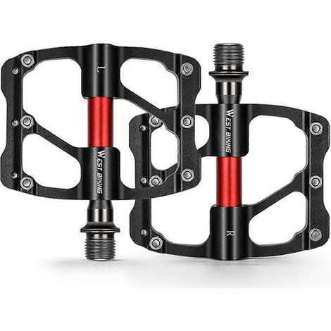 Fahrradpedale mit 3 abgedichteten Lagern, flache Pedale aus Aluminiumlegierung mit 12 rutschfesten Pins