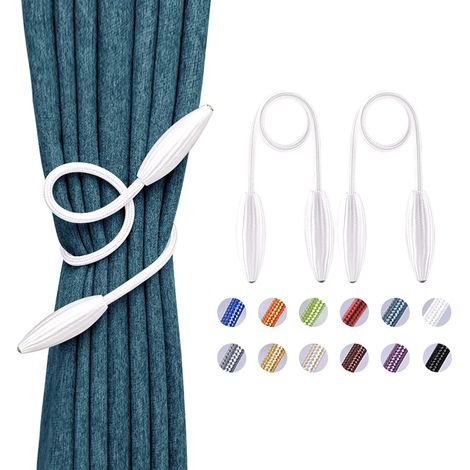 Paquete de 2 alzapaños decorativos de estilo europeo con diseño creativo (blancos) para ventanas, cortinas opacas y transparentes. (1/5)