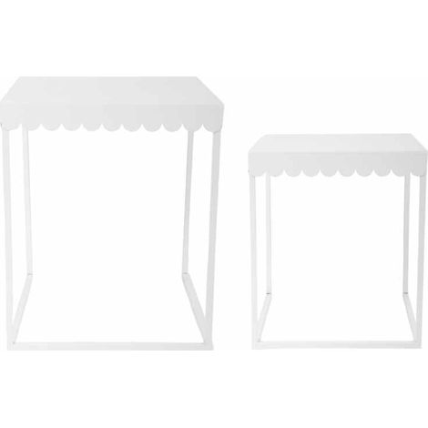 ARPIMEX Set 2 Tavolini Metallo H 49 / 40 Cm White