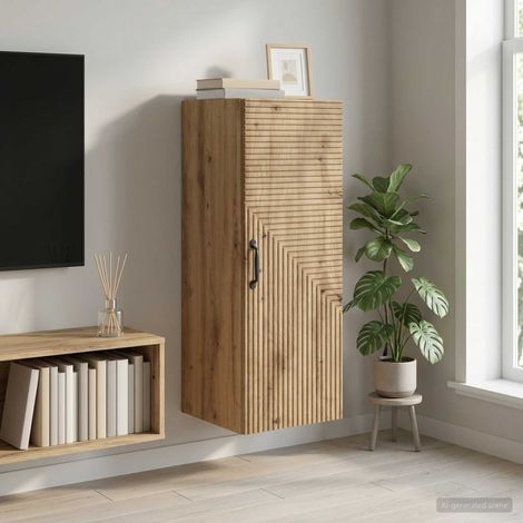 Armoire murale avec 2 étagères en bois d’ingénierie chêne 33 x 34,5 x 90 cm - PANGIVO (1/5)