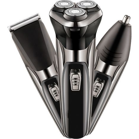 Tondeuse à cheveux électrique 3 en 1, lame en acier inoxydable, tête de coupe lavable, kit de coupe de cheveux pour hommes, argent (1/5)