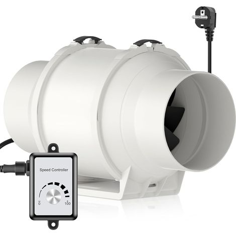 Ventilateur d'extraction réglable 125 mm avec régulateur de vitesse - Silencieux - Pour cuisine, salle de bain, garage (1/5)