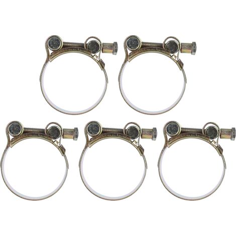 Kit de 5 colliers de serrage à tête unique en acier galvanisé pour applications mécaniques automobiles, 32-35 mm / 1,3-1,4 po