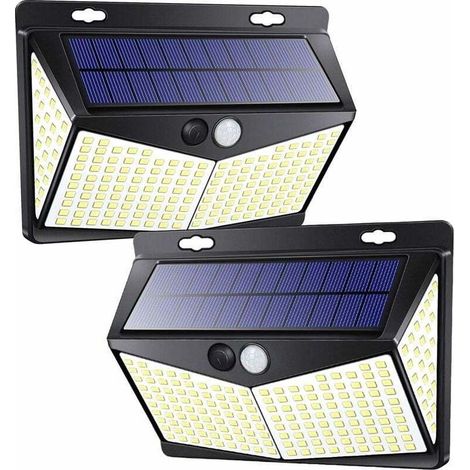 solar outdoor lights, 208 LED solar light with motion detector, 270 waterproof garden wall light 3 modes, 2 pieces (1/4)