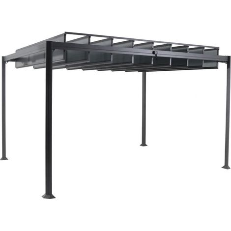 Gazebo Belize 3,8 x 3 m antracite con tetto apribile in alluminio (1/5)