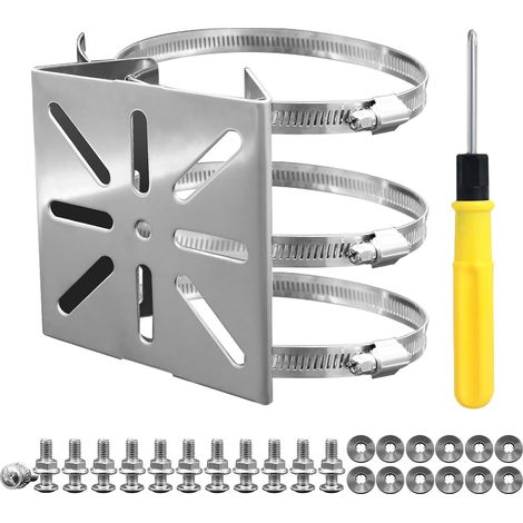 Support de mât pour caméra de surveillance - En acier inoxydable - Universel - Avec 3 boucles réglables (1/5)