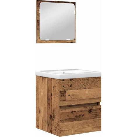 Maison Exclusive - Set di mobili per il bagno 2 pcs Legno Antico e Bianco