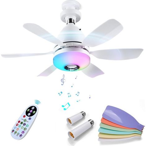 1 Ventilateur Plafond,LED Dimmable,Haut-Parleur Bluetooth,7 Modes RGB,3 Vitesses,12 Pales,Chambre,Cuisine (1/5)