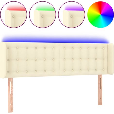 Maison Exclusive - LED Kopfteil Creme 147x16x78/88 cm Kunstleder