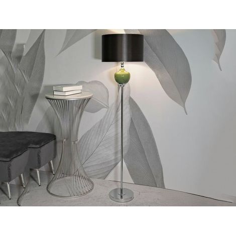 Dmora - Lámpara de pie Arcar, Luz de suelo, Lámpara de piso, Lámpara estándar, 40x40 h160 cm, Verde y Gris (1/5)