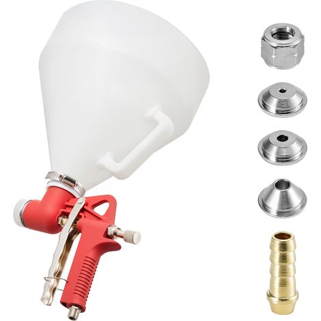 Mophorn Pistolet à Peinture Pneumatique avec Trémie 4,5 L, 3 Buses de 3,5 mm, 6 mm et 8 mm, Outil Professionnel pour Applications de Textures Pop-corn, Knockdown et Peau d'Orange (1/5)