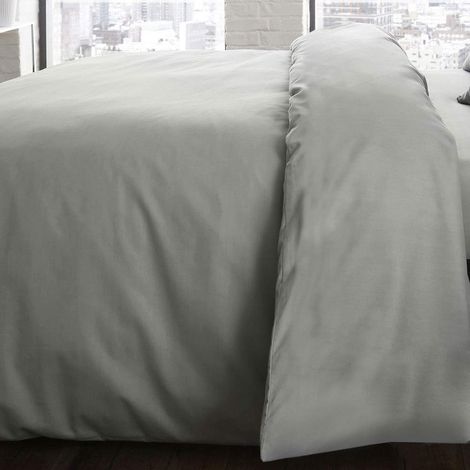 Housse de Couette Unie Facile d'entretien, Gris, Super King Size (1/3)