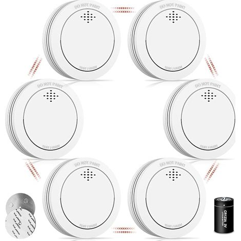 Détecteur de fumée avec Support magnétique Alarme Incendie connectée avec Batterie remplaçable Alarme sonore de 85 DB Fonction Silence pour la Maison (1/5)