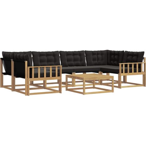 Ensemble de canapés d'extérieur 7 pcs Blanc et noir vidaXL (1/5)
