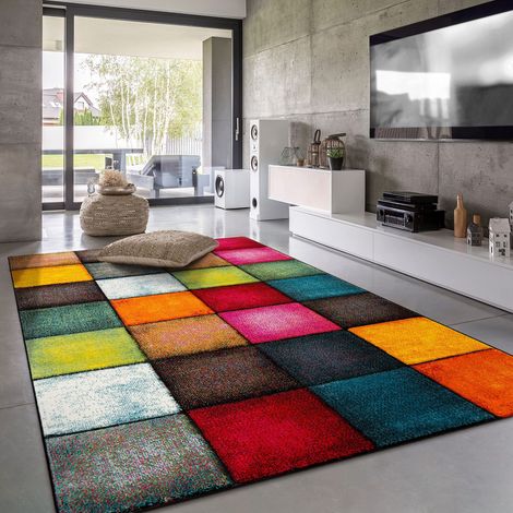 Tapis De Salon Poils Ras Moderne Motif Geometrique 3D, Dimension:120x170 cm (1/5)