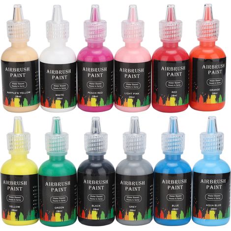 Kit de 12 pigments liquides 348ml pour teinture DIY, peinture artisanale sur vêtements, voiture et décoration. (1/5)