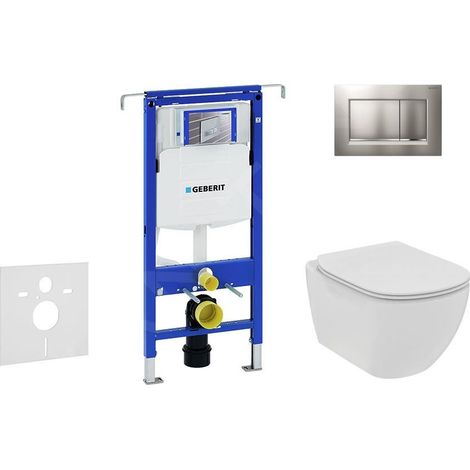 Geberit Duofix - Set de bâti-support, WC suspendu Rimless+ abattant SoftClose Ideal Standard Tesi, plaque de déclenchement (1/5)
