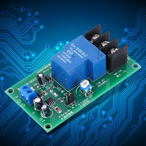 30A DC 12V Verzögerungsrelaismodul, Verzögerungstimerplatine, Zeitbereich 0,1-5 Sekunden (1/5)