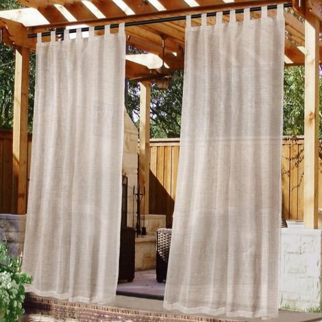 2 pièces - Rideaux d'extérieur - Rideaux - 241 x 132 cm - Marron - Polyester - Rideaux pour tonnelle - Imperméables - Occultants - Fermeture Velcro - Installation sans perçage - Conviennent pour terra (1/5)