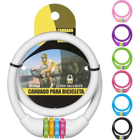 Cadenas Velo, 65cm Verrouillage à Vélo Antivol, Blanc Câble Antivol avec 4 Chiffres Intelligente Code, Antivol Code pour Vélo Scooter Motos VTT (1/5)