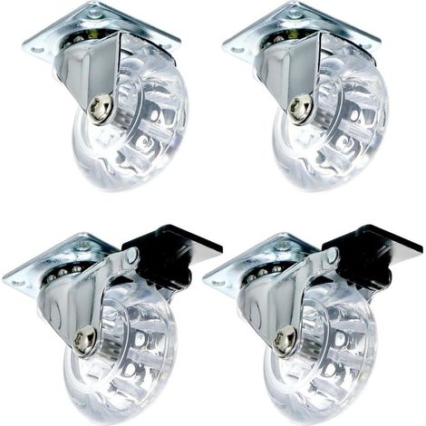 4 pièces Roulettes pivotantes transparentes de 50 mm, Roulettes pour meubles en polyuréthane du sol, capacité de charge 40 kg (1/5)