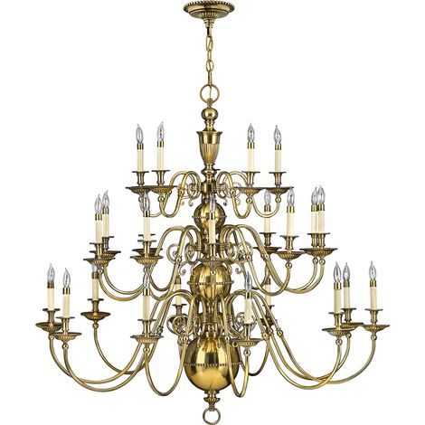 Lampadario Classico Cambridge Ottone Brunito 25 Luci E14 (1/4)