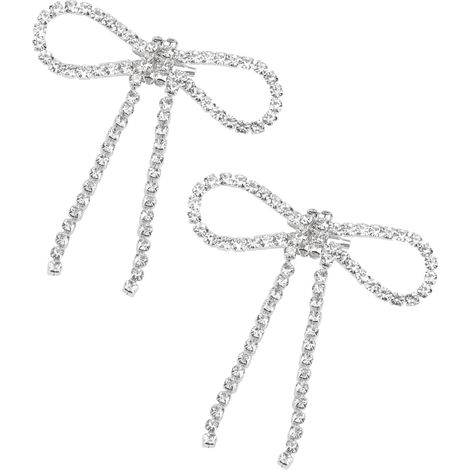 2 Épingles à Cheveux en Cristal en Forme de Cœur avec Franges et Fermoir, 5.5 x 7 cm (1/5)