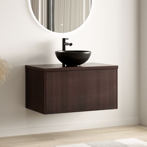 LOMAZOO meuble de salle de bain Messina noyer cannelé - vasque à (1/5)