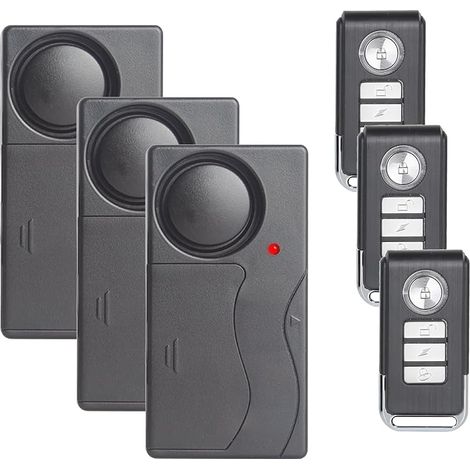 Lot de 3 détecteurs de mouvement anti-vol 110 dB - Sensibilité forte - Réglable - Système de sécurité pour porte, fenêtre, vélo, moto, maison (1/5)