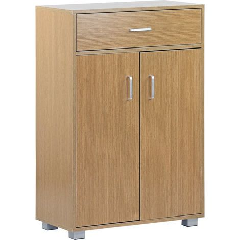 Armadietto 2 ante e 1 cassetto 63x95 cm in legno rovere (1/5)