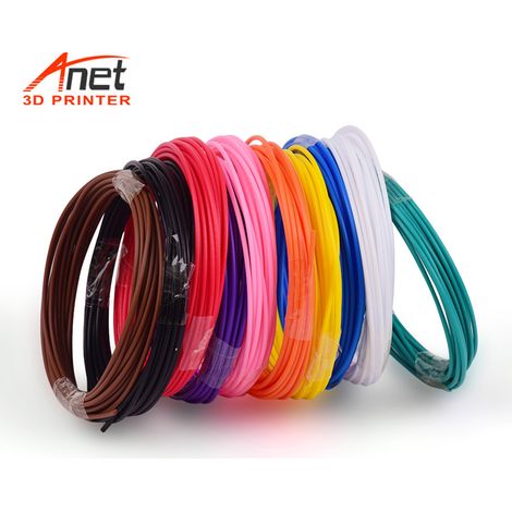 Anet Lot de 10 filaments PCL 1,75 mm, matériau écologique, recharges de filament pour stylo 3D, ensemble premium de 10 couleurs différentes pour imprimante 3D TECBOSS SUNLU Anet (5 m par couleur, 50 m (1/2)