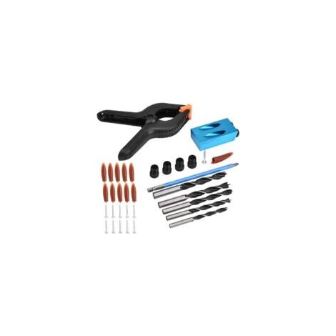 34pcs Trousse de Forage pour Gabarit de Trous de Poche, Guide de Perçage pour Travail du Bois - Crezuo (1/4)