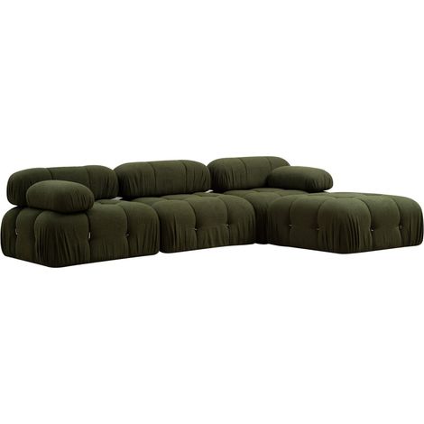 Canapé d'angle modulable et transformable Nourhane Tissu Vert (1/5)