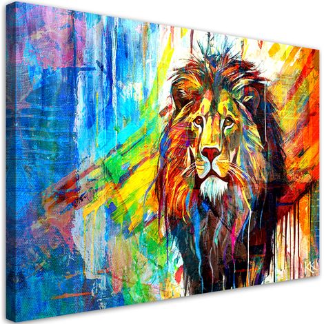 Tableau sur toile Tableau sur toile Abstraction animaux lion 90x60 (1/5)