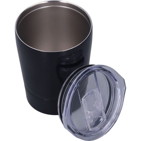 Tasse à café isotherme 260 ml en acier inoxydable, idéale pour les voyages, le bureau et les activités de plein air (noir). (1/5)