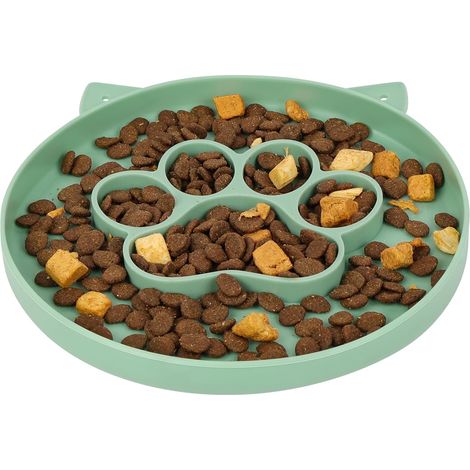 Gamelle en silicone pour chats avec distributeur lent, système anti-étouffement, base antidérapante, idéale pour les chiots et les chats. (1/5)