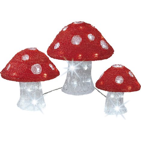 Lumineo LED-Pilzfiguren Weiß Dekoration für außen