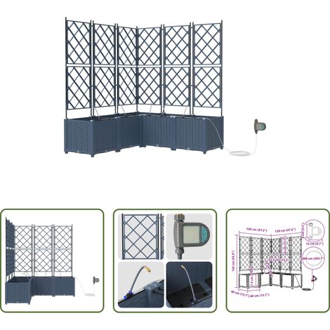 Pot de jardin - Cache-pot de jardin 2 pcs Gris 120 x 120 x 142 cm Acier (1/5)
