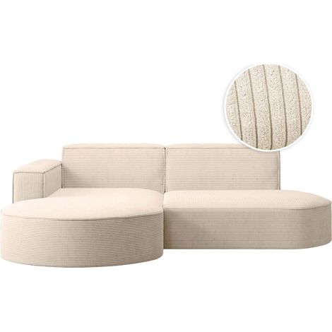 Canapé d'angle gauche 4 places MARLA en velours côtelé - Beige (1/5)