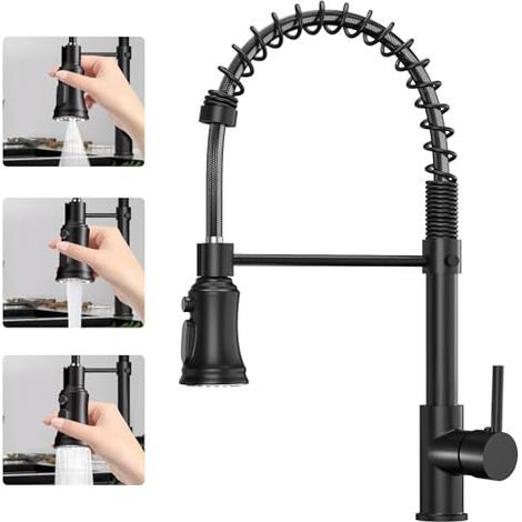 [JAMAIS UTILISÉ] Robinet mitigeur extractible pour cuisine : pivotant à 360 °, 3 modes de pulvérisation, mitigeur commercial, mitigeur de cuisine à poignée unique, mitigeur d'eau chaude et froide avec (1/5)