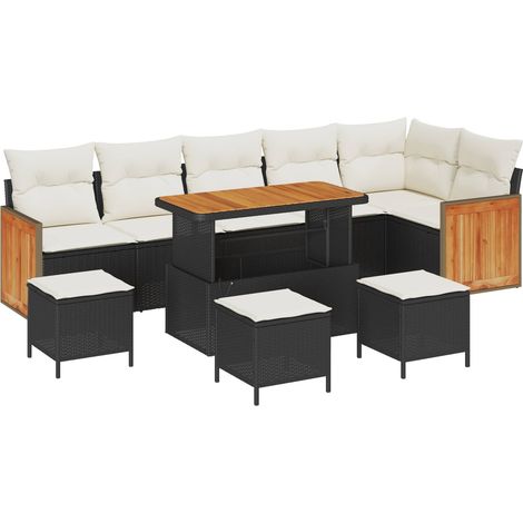 Garden Sofa Set 10 pcs Black and cream 110 x 55 x 71 cm vidaXL (1/5)