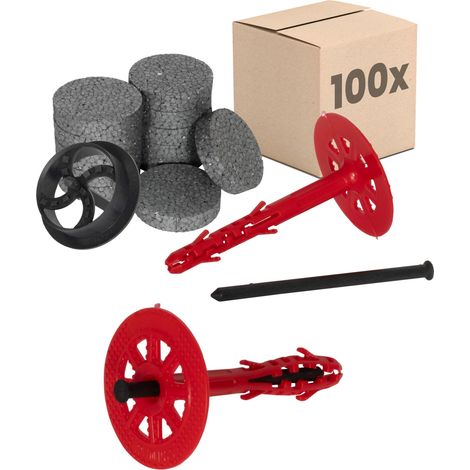 Protektor Chevilles pour isolation Standard - Set Ø10x180mm clou plastique (100 pcs + 200 ronds +1 fraise)