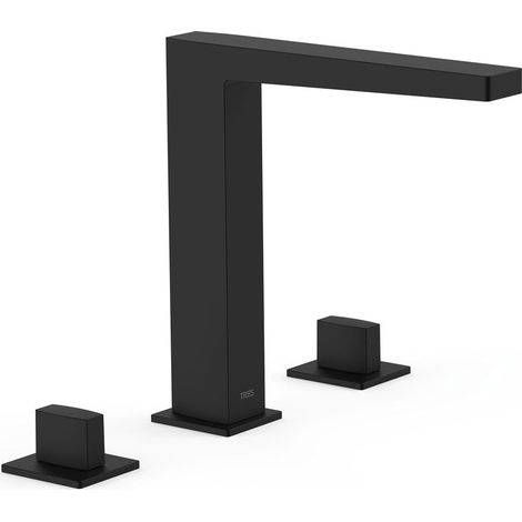 TRES 20210501NM SLIM Grifo Bimando De Repisa para Lavabo Color Negro Mate - ref: 20210501NM