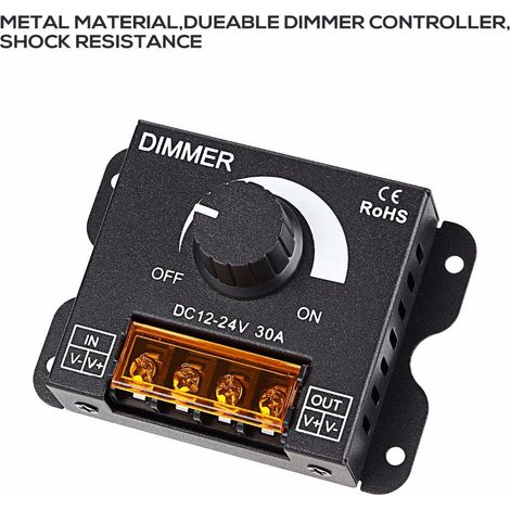 Variateur de bande LED 30A 12V, interrupteur rotatif de gradation haute puissance, contrôleur monochrome pour bandes lumineuses LED.