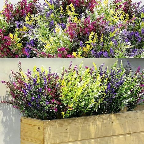Buissons de Lavande Fleurs Artificielles pour Plantes Résistantes à UV pour Arrangement Floral, Centre de Table, Jardin Maison (Couleur Mixte) (1/5)